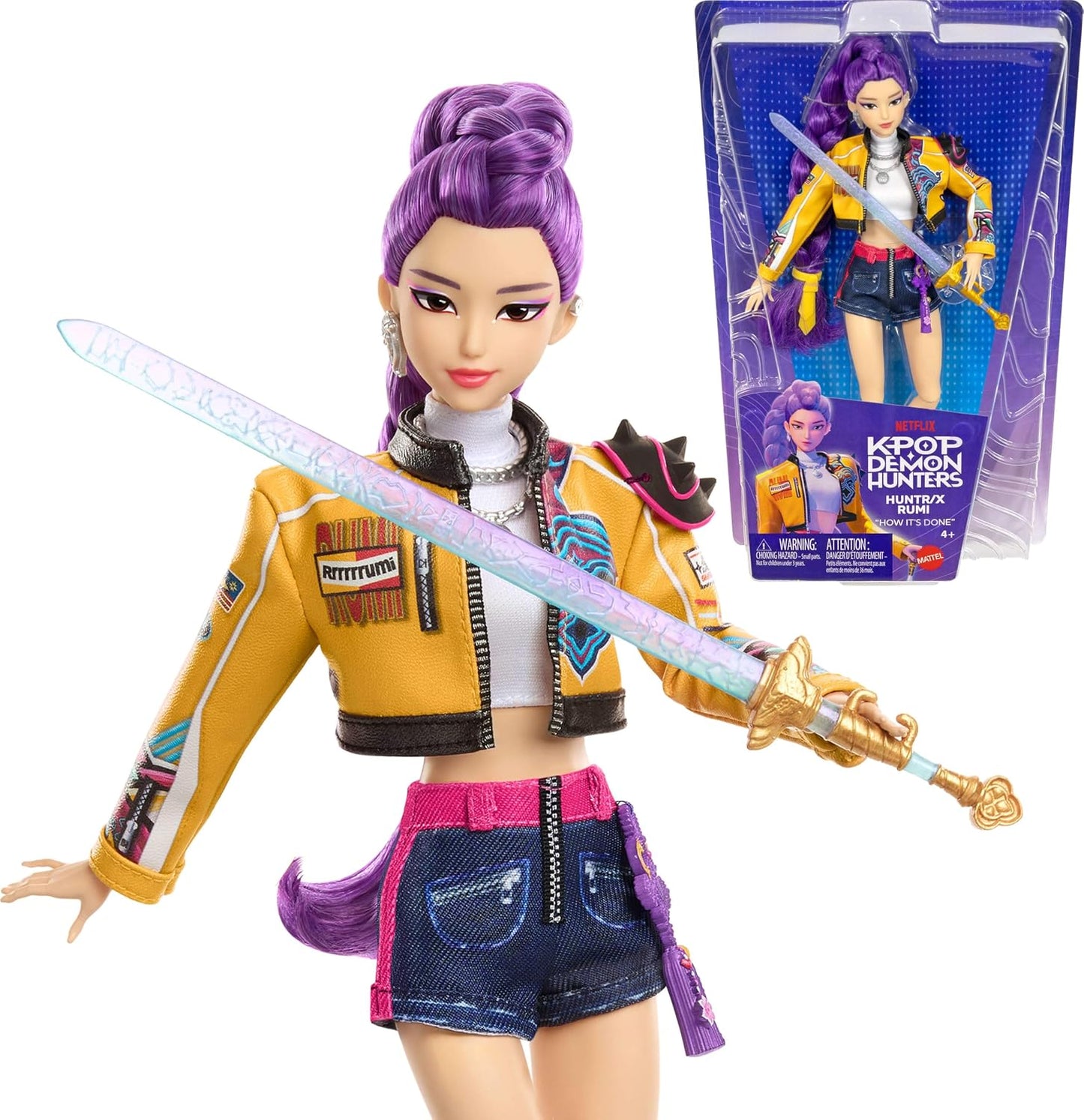Kpop Demon Hunters HUNTR/X Rumi Fashion Doll | Wearing “How It’S Done” Performance Look, Sword Accessory​​, Inspired by the Movie
