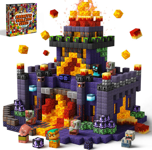100PCS Magnetic Blocks, STEM Magnet Building Toys for Kids 3+ | Cave World Sensory Building Playset, for Group Play, Screen-Free Indoor Activities, Birthday Gifts for Boys & Girls