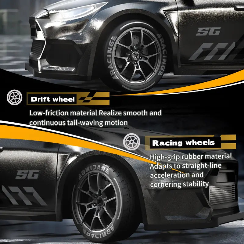 SG716 Unisex 2.4Ghz 4WD Remote Control Drift Car Toy - Adjustable Speed, LED Lights, Extra Tires, Obstacle Accessories, Included Batteries, Nitrosamine Free - Kids Racing Gift for 3-4 Years Old Rc Controlled Rc Cars