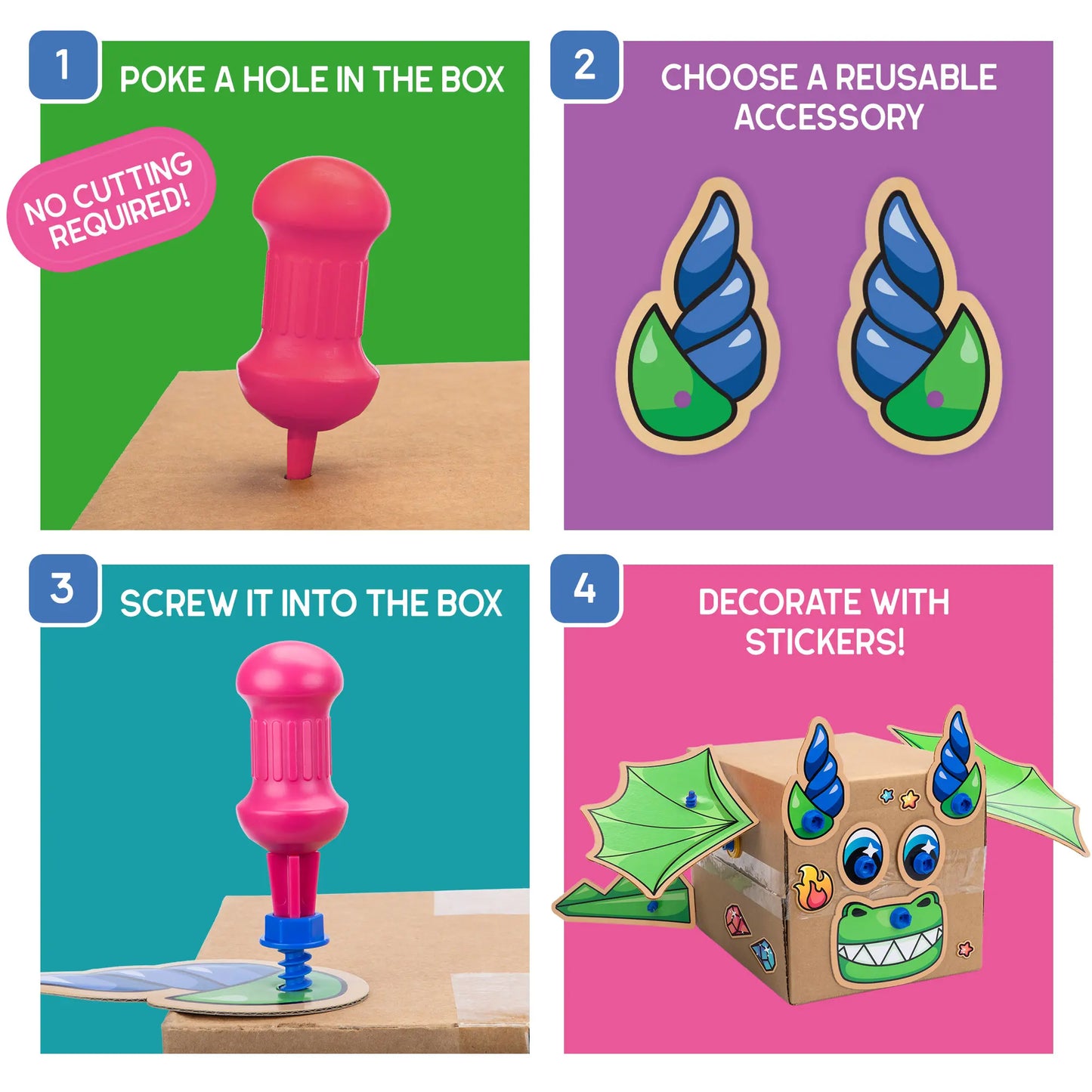 Educational Insights Boxineers Cardboard Animals and Vehicles - Creative Craft Supplies for Kids Projects, Cardboard Tools for Kids, DIY Fine Motor Activities, Kids Crafts and STEM Construction Kits