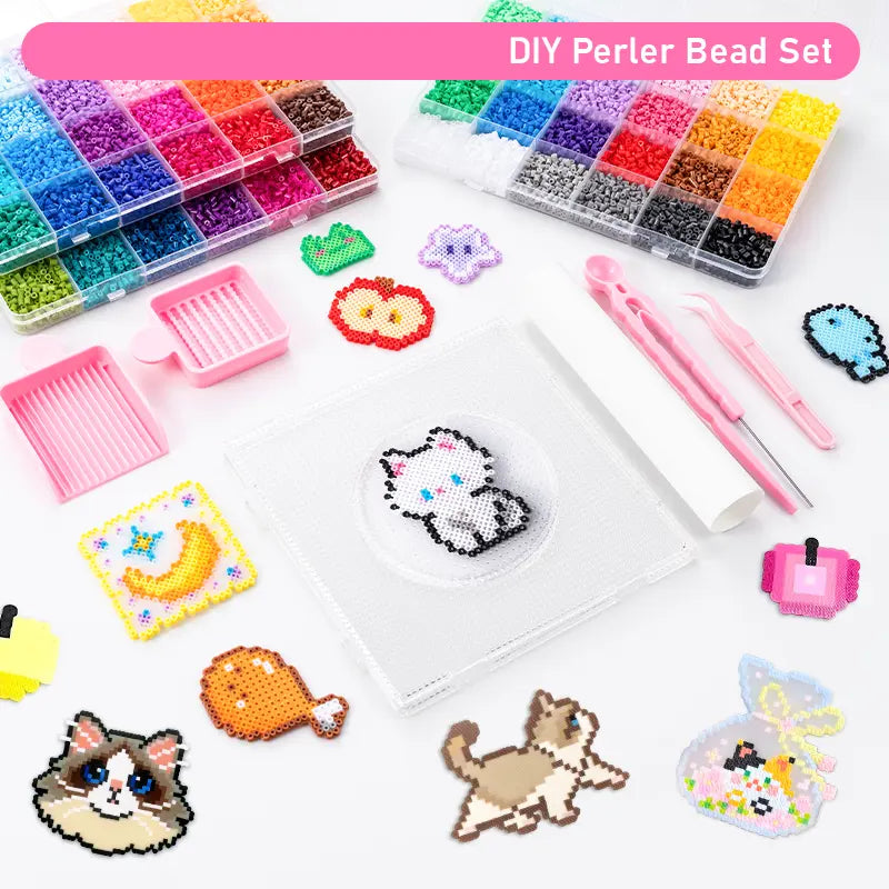 Pixel Art Fuse Beads Kit – Large DIY Craft Set with Iron, Arts & Crafts Supplies, Room Decorations, Fun Educational Toy for Boys & Girls