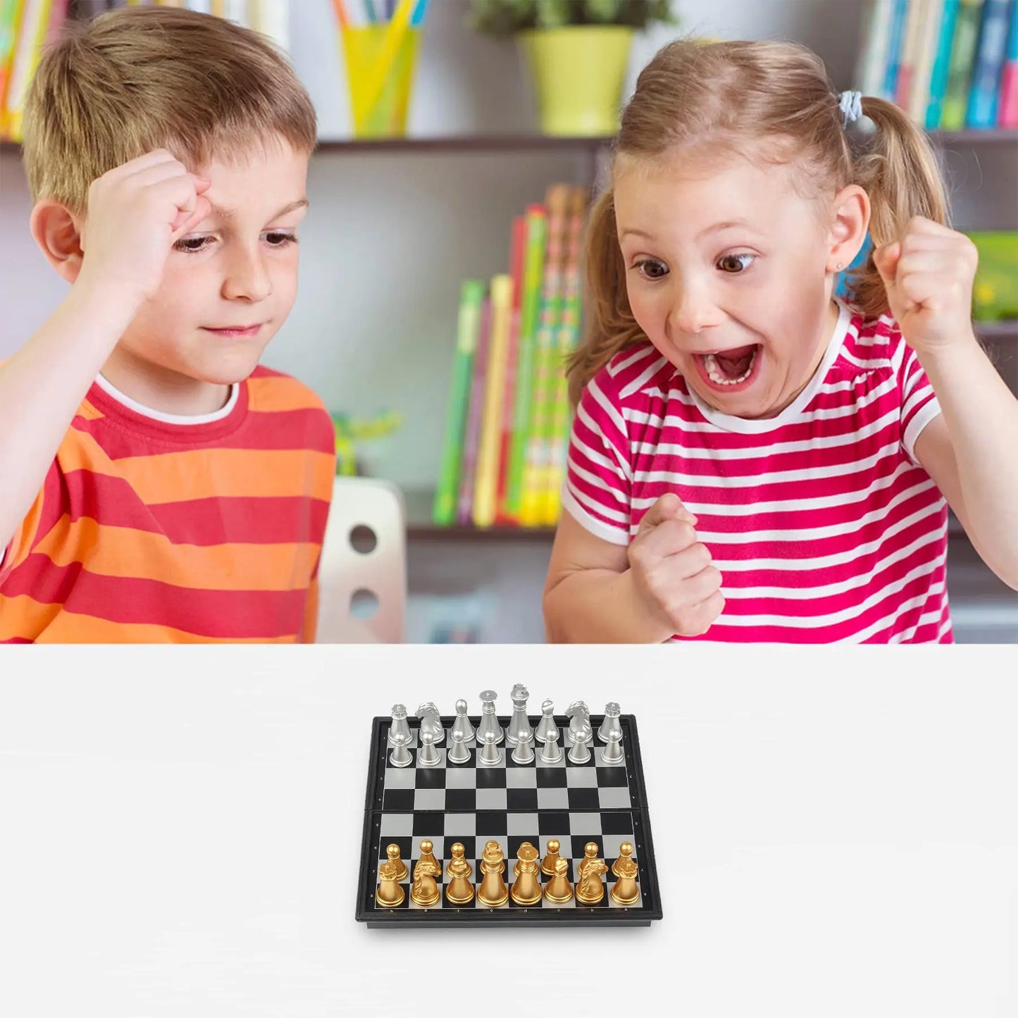 1 Set Mini Magnetic Chess Board Game, Strategy Board Games, Portable Folding Travel Classic Backgammon Checkers Chess Game, Fun Party Game for Kids, Durable