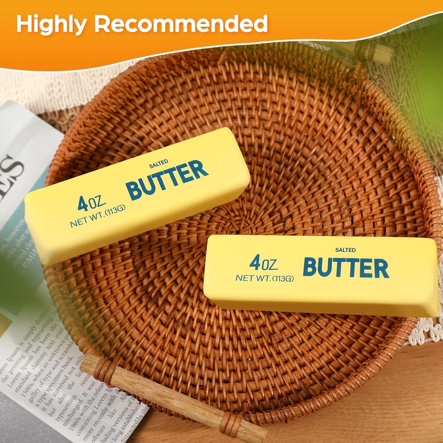Butter Squishy Fidget Toys Slow Rising Stress Relief Toy - Realistic Butter Stick Squeeze, Soft PU Foam Fidget for Anxiety & Sensory Relief, Cute Desk Decor for Kids, School