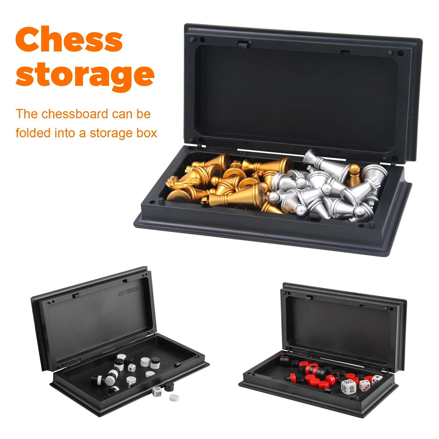 1 Set Mini Magnetic Chess Board Game, Strategy Board Games, Portable Folding Travel Classic Backgammon Checkers Chess Game, Fun Party Game for Kids, Durable