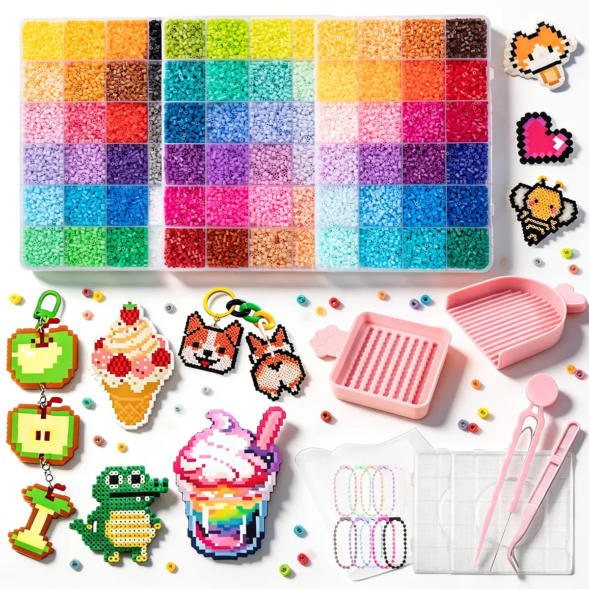 Pixel Art Fuse Beads Kit – Large DIY Craft Set with Iron, Arts & Crafts Supplies, Room Decorations, Fun Educational Toy for Boys & Girls