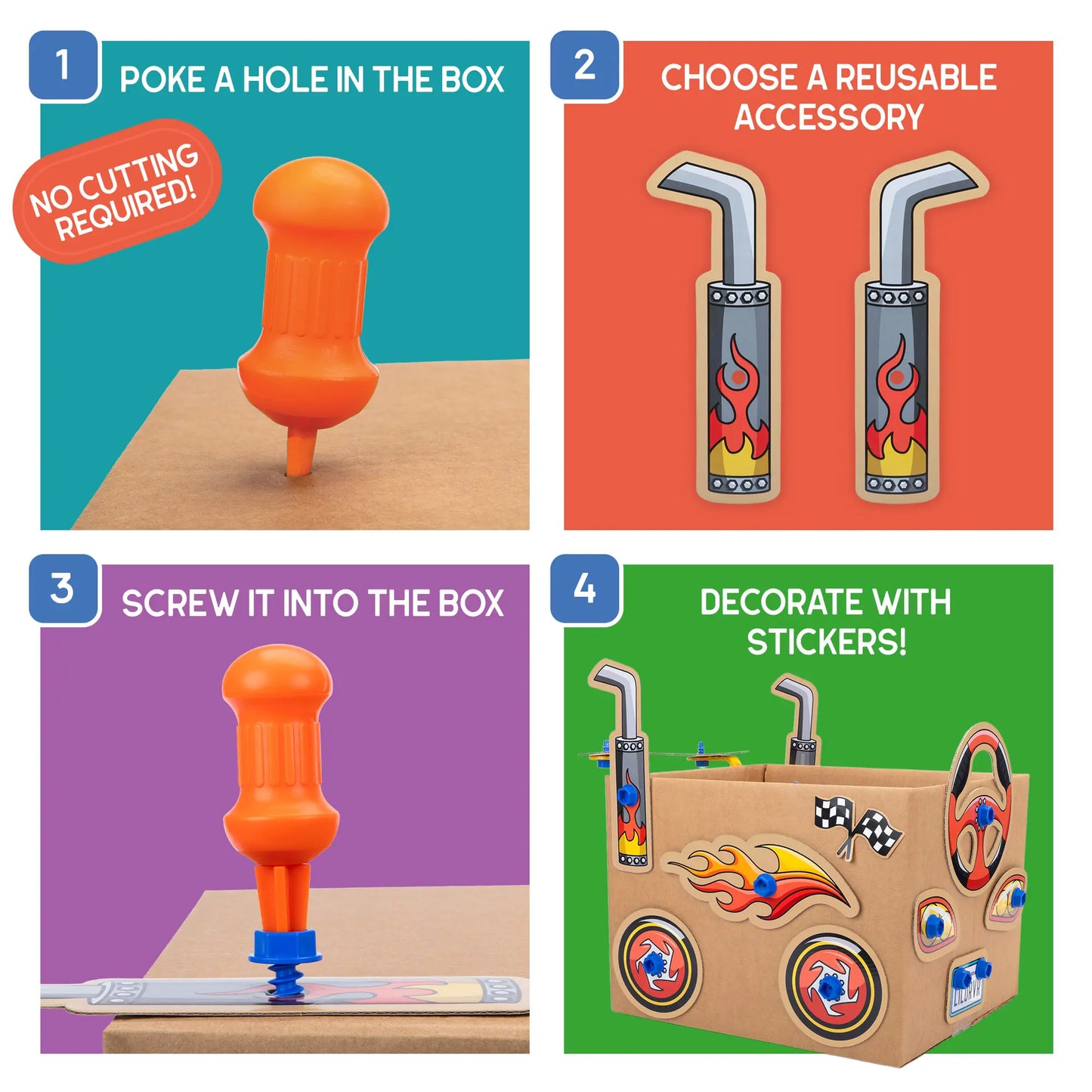 Educational Insights Boxineers Cardboard Animals and Vehicles - Creative Craft Supplies for Kids Projects, Cardboard Tools for Kids, DIY Fine Motor Activities, Kids Crafts and STEM Construction Kits