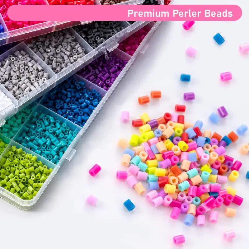 Pixel Art Fuse Beads Kit – Large DIY Craft Set with Iron, Arts & Crafts Supplies, Room Decorations, Fun Educational Toy for Boys & Girls