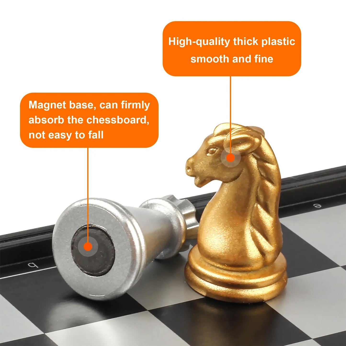 1 Set Mini Magnetic Chess Board Game, Strategy Board Games, Portable Folding Travel Classic Backgammon Checkers Chess Game, Fun Party Game for Kids, Durable