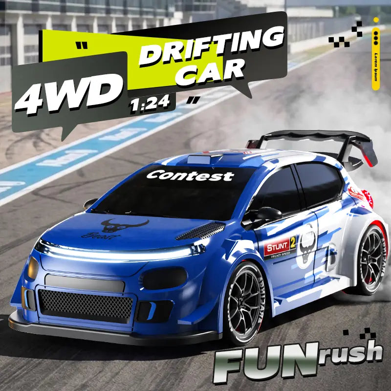 SG716 Unisex 2.4Ghz 4WD Remote Control Drift Car Toy - Adjustable Speed, LED Lights, Extra Tires, Obstacle Accessories, Included Batteries, Nitrosamine Free - Kids Racing Gift for 3-4 Years Old Rc Controlled Rc Cars