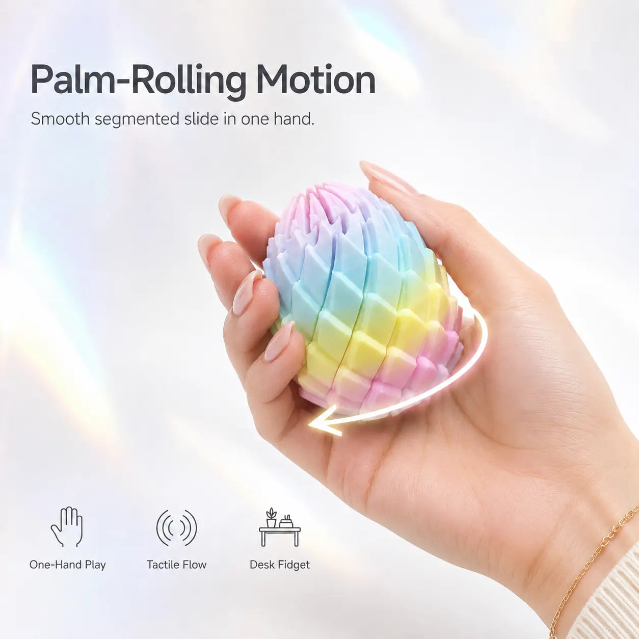 Gigilli 3D Printed Dragon Egg Fidget Toy – Expandable Twist-Apart Sensory Toy for Stress Relief, Desk Display & Gifting | Holographic Pouch Included | 7.5 Cm / 3 In, 45 G